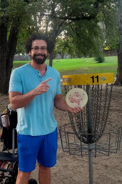 Mo Selim after acing hole 11 at North Park