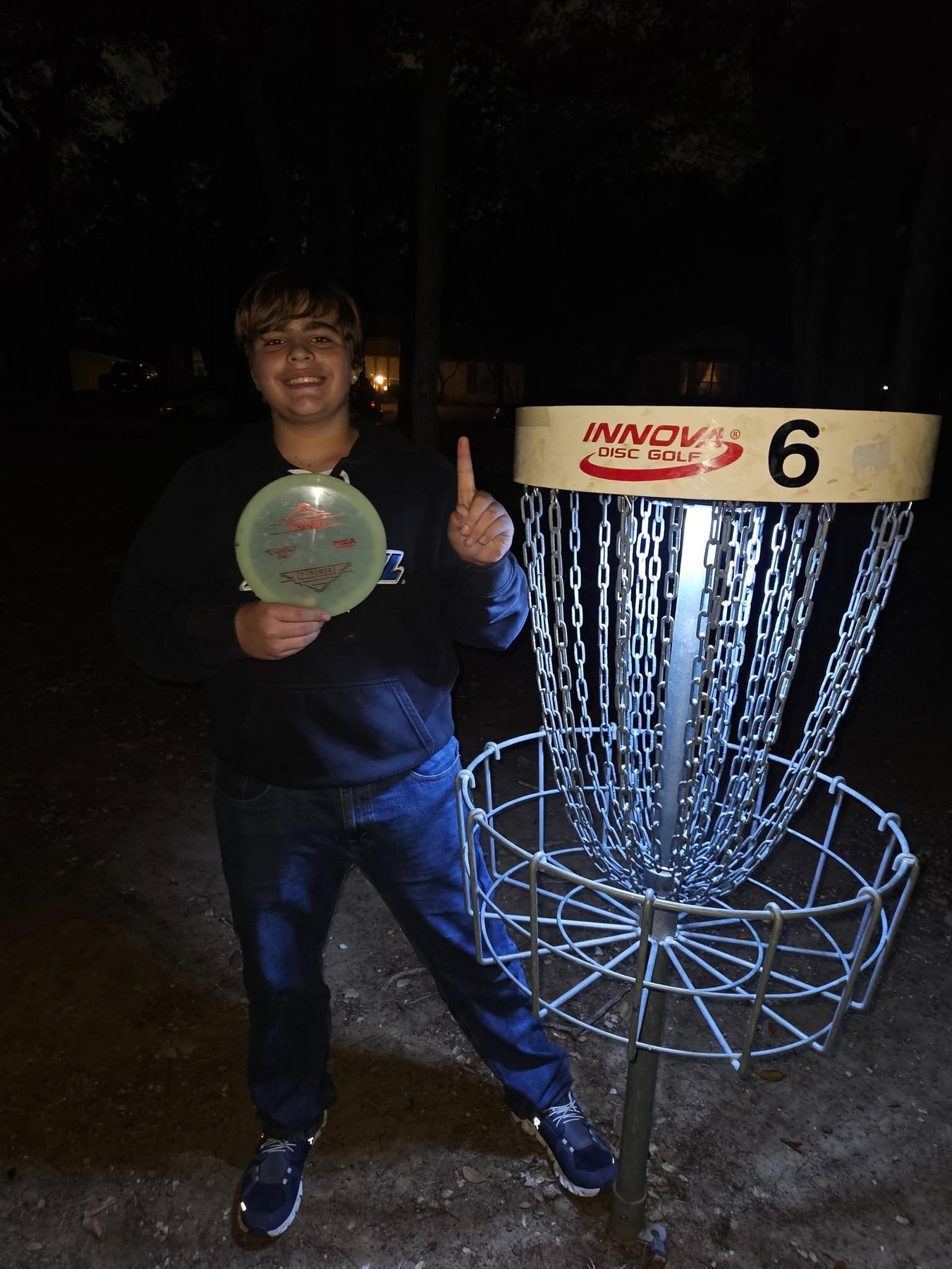 Dietrich Tailford after acing hole 6 at Bedford Boys Ranch